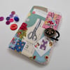 Sewing needle case in dressmaking theme fabric