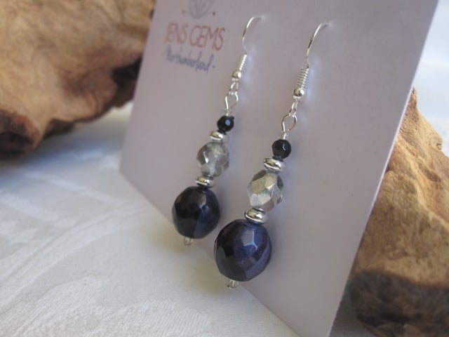 Deep Purple & Silver Earrings