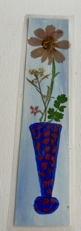 Handmade bookmark. Double sided, original artwork .floral design 