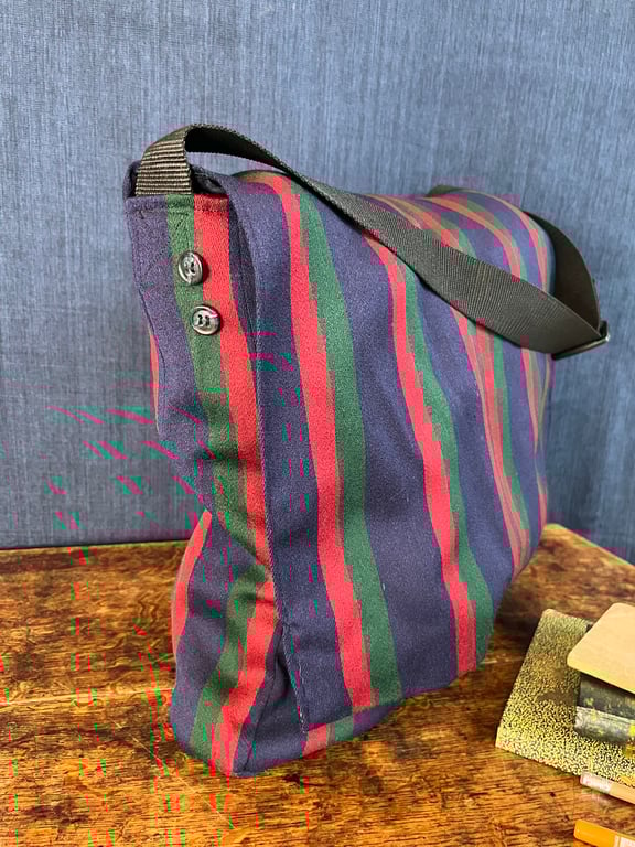 Messenger Bag Recycled Striped Suit 