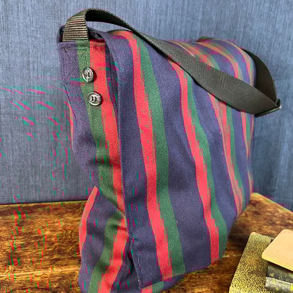 Messenger Bag Recycled Striped Suit 