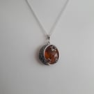 Amber Moon and Stars and Sterling Silver Necklace. Baltic Amber, Gift for Her
