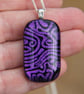 Handmade Purple Dichroic Pendant Necklace Maze pattern Fused Glass  SKU F12 - Image 3