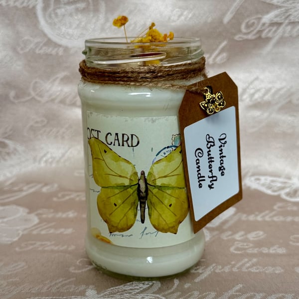 Butterfly Postcard Candle – Vintage Floral Jar Candle