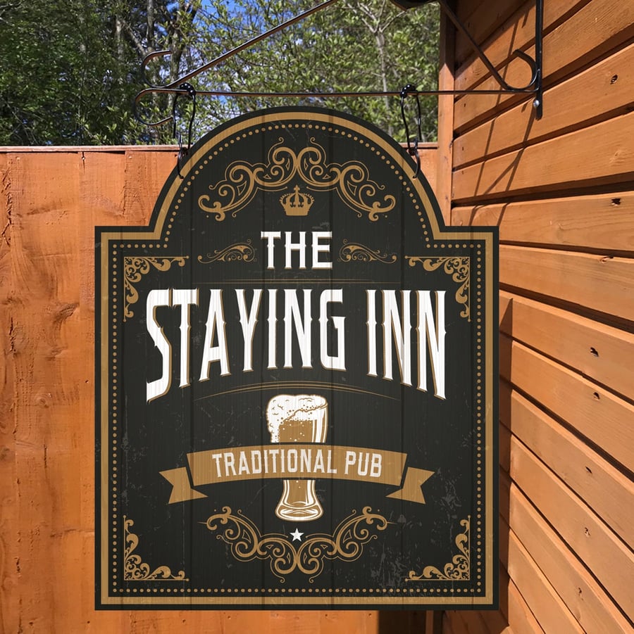 The Staying Inn - Hanging personalised bar sign
