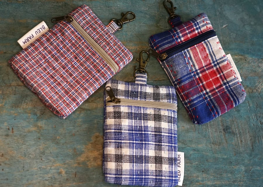 Fabric Mini-wallet — Card & Keys Essentials Pouch, Zipper Pouch with Snap Hook