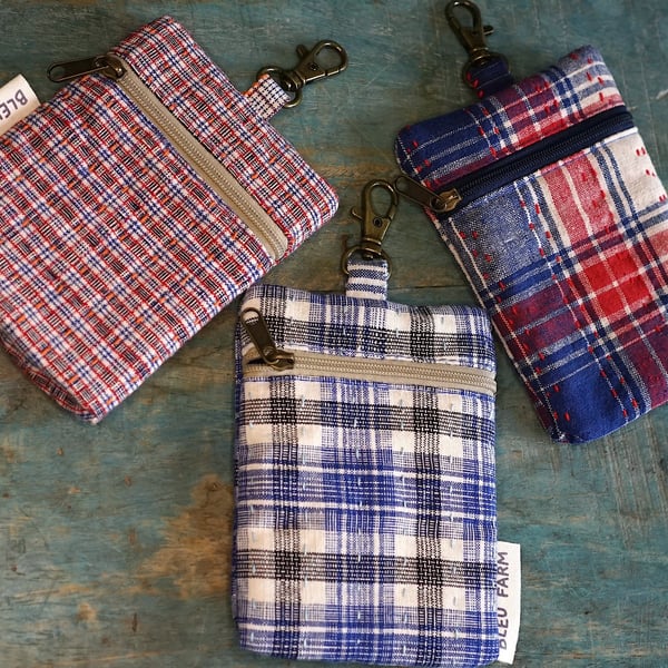 Fabric Mini-wallet — Card & Keys Essentials Pouch, Zipper Pouch with Snap Hook