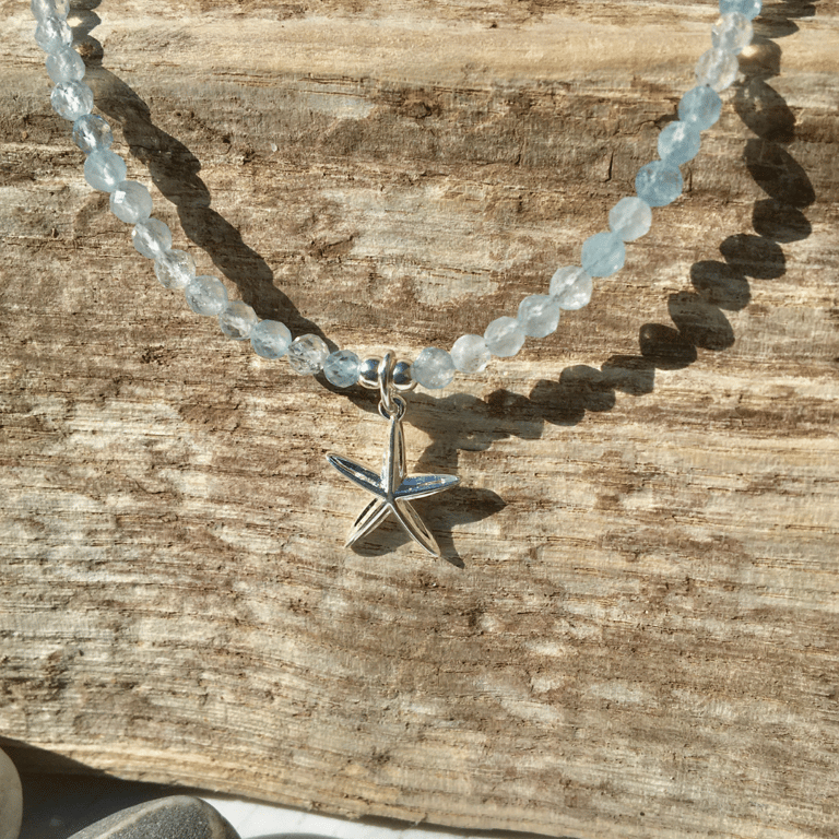 Mermaid`s Song - Aquamarine & Sterling Silver Necklace