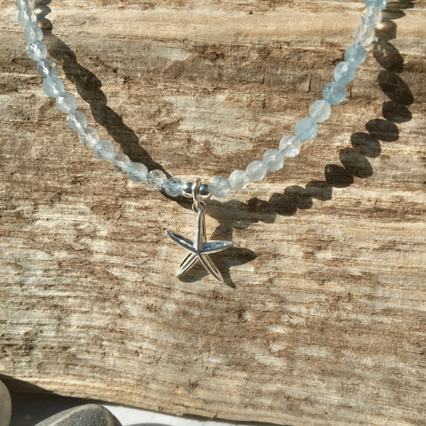 Mermaid`s Song - Aquamarine & Sterling Silver Necklace
