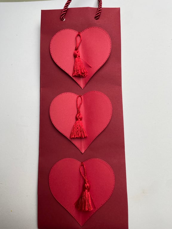 Bottle Bag with hearts and tassels