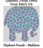 Elephant Parade Cross Stitch Kit Muldoon Size Approx 7" x 7"  14 Count Aida