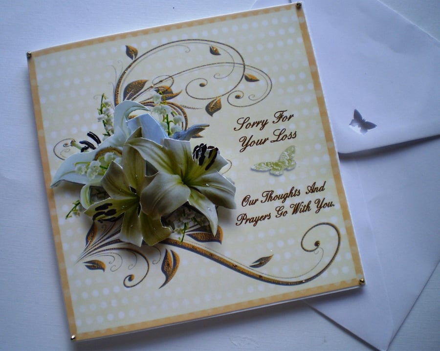  Handmade Sympathy Card, 3D, personalise