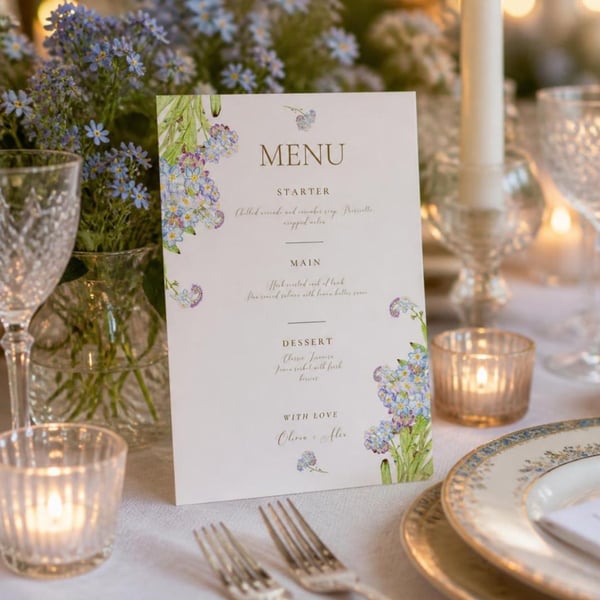 Personalised Wedding Menu, Bespoke Wedding Menu, PDF, Printable
