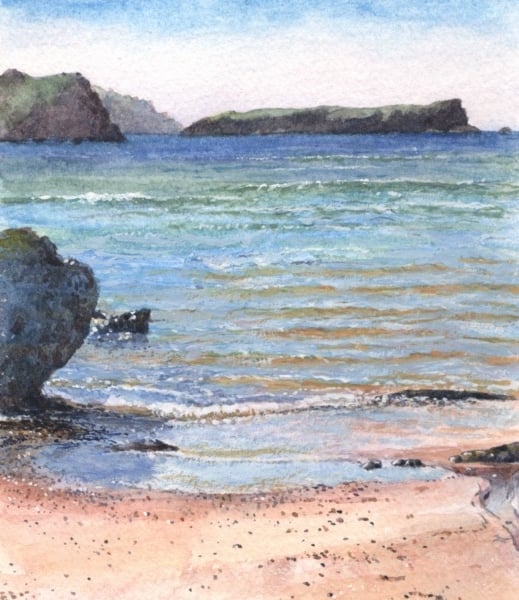 Polurrian Cove toward Mullion Island - ORIGINAL PAINTING