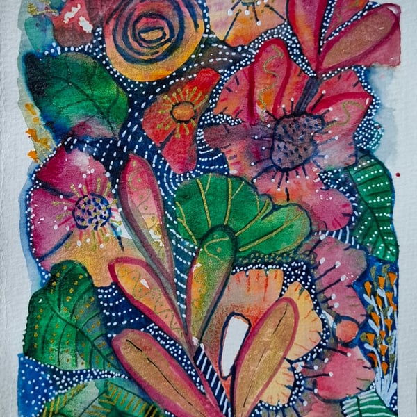 "Ruby Reds" an original A5 artwork in mixed media