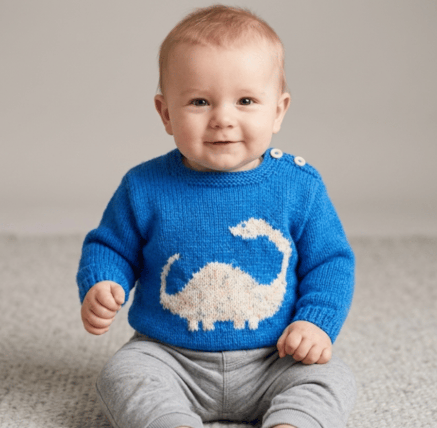 Knitting Pattern Dinosaur Sweater and Hat (Diplodocus).  Digital Pattern