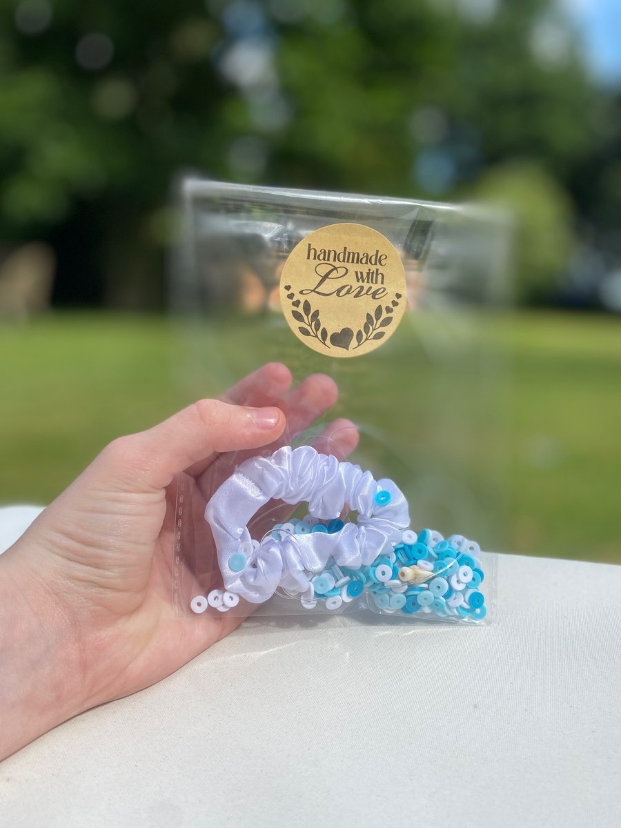 Make your Own 'Beach Vibes' Clay Bead Bracelet Set Blue Kit.