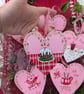 Hand-painted Pink Christmas Food and Drink Hearts 10cm - Image 6