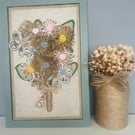 Rustic Twine Flower Bouquet in Sage Frame – Handmade Mother’s Day Gift – Cottage