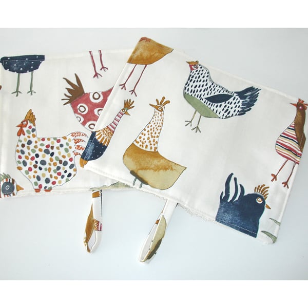 Pair of Old 212S Series Rayburn Hob Lid Mat Pad Covers 2 x Hens Chickens