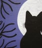 Cat Art - small acrylic painting of a moonlit scene with black cats in s tree - Image 8