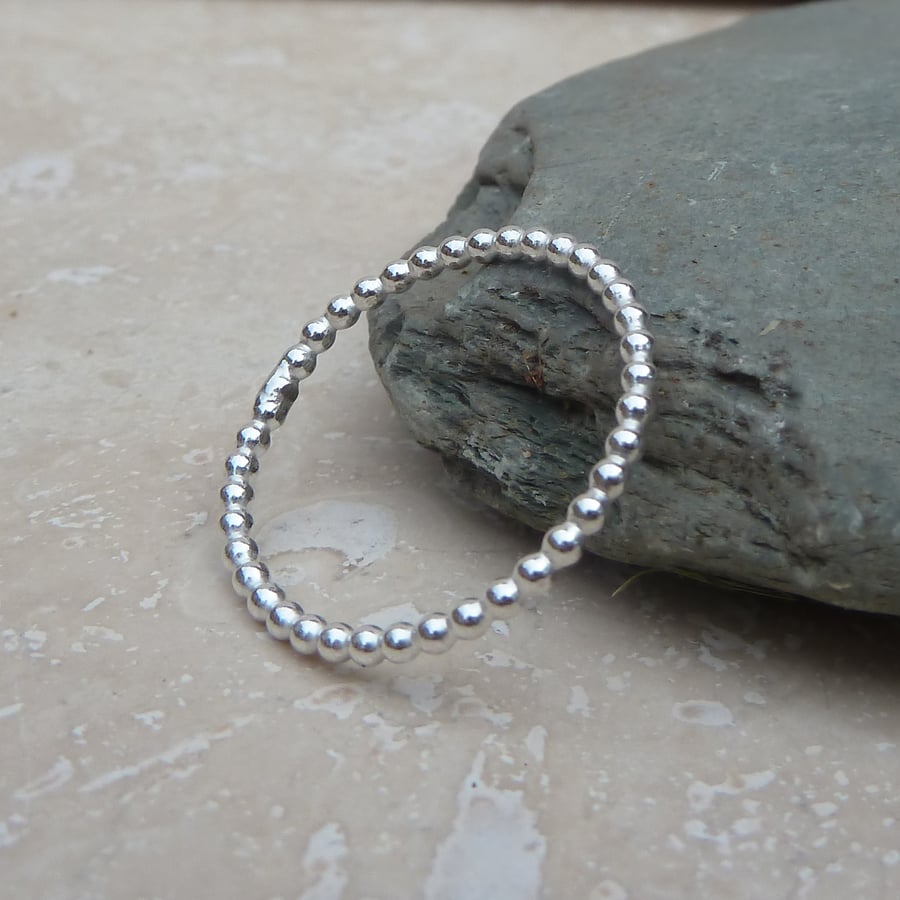 Sterling Silver Beaded Wire Stacker Ring - Made to Order - RNG022