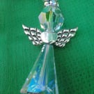 Angel pendant or tree charm  Crystal and silver