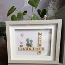 Mother and daughter pebble art, Scrabble words, mother's day