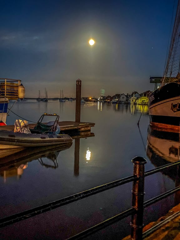 Coastal Photography Greetings Card - Wells-next-Sea Moonlight -  Blank Card
