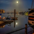 Coastal Photography Greetings Card - Wells-next-Sea Moonlight -  Blank Card