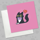 Tuxedo Cat Valentine’s Day Card – Pink Love Card with Black & White Cat