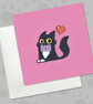 Tuxedo Cat Valentine’s Day Card – Pink Love Card with Black & White Cat