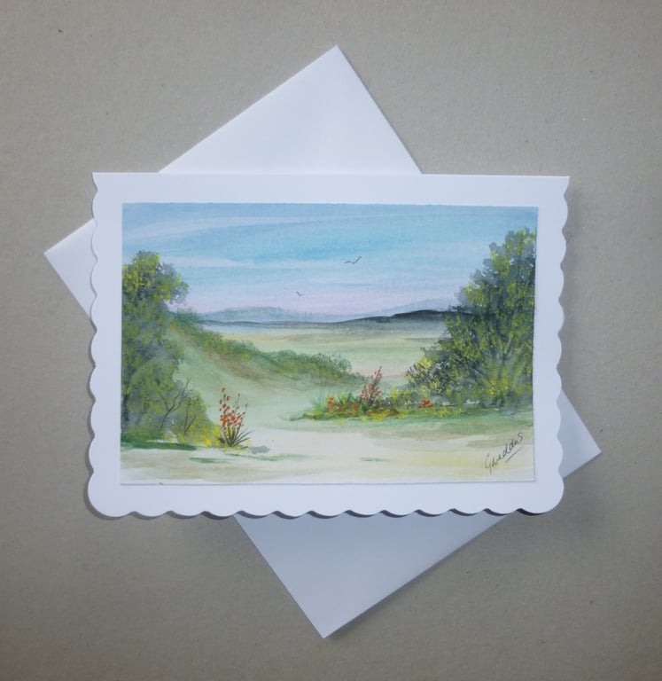 original art hand painted watercolour landscape greetings card ( ref FA 443 K3 )