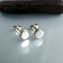 Recycled silver pebble stud earrings