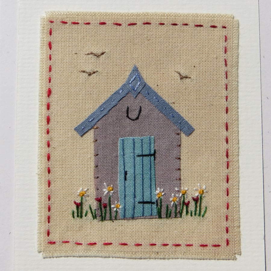 Little Shed hand-stitched card - perfect for a gardener! A card to keep.