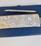 SOLDElasticated pencil case grey and yellow with birds for cover of notebook - Image 2