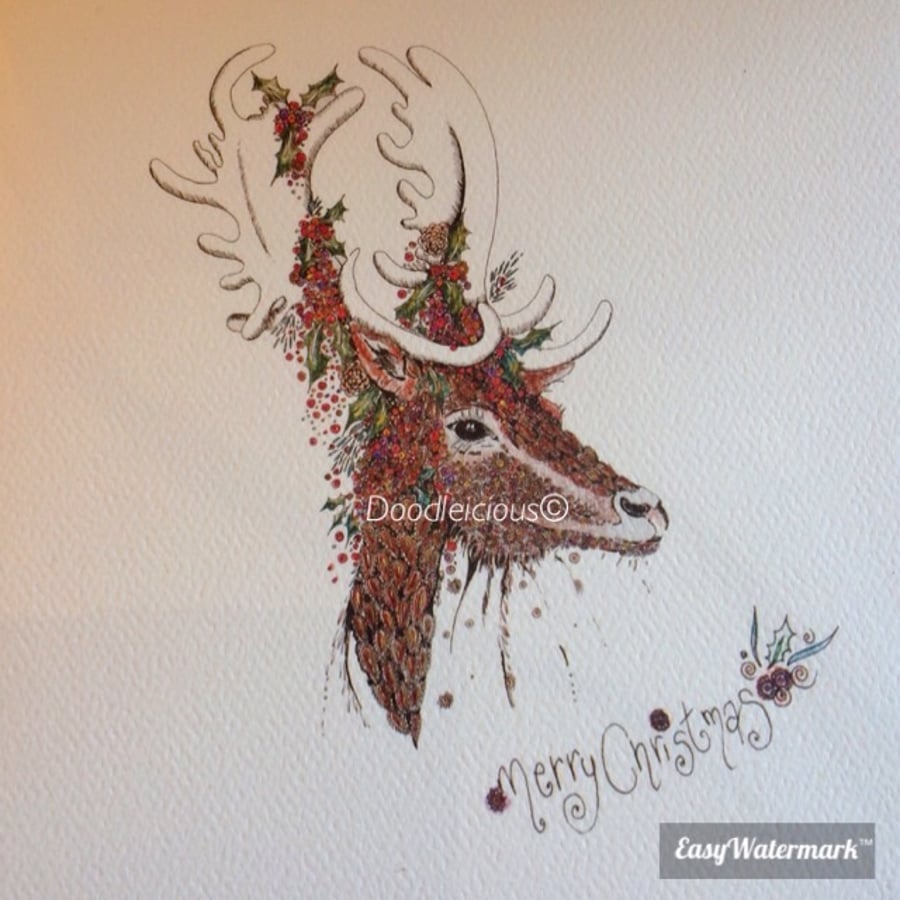 OFFER  Reindeer individual greetings card
