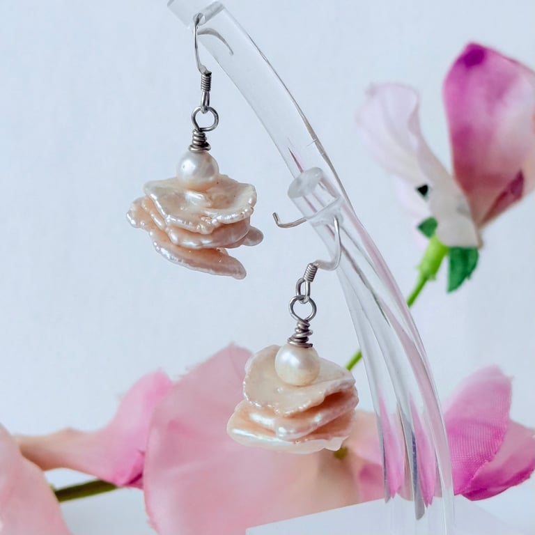 Freshwater Cultured Keshi Pearl Cluster Earrings 