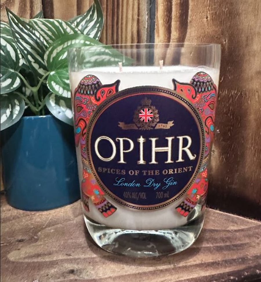 Upcycled Gin Bottle Candle Large Ophir Folksy