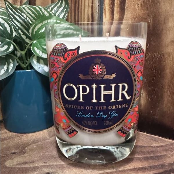 Upcycled Gin Bottle Candle - Large Ophir