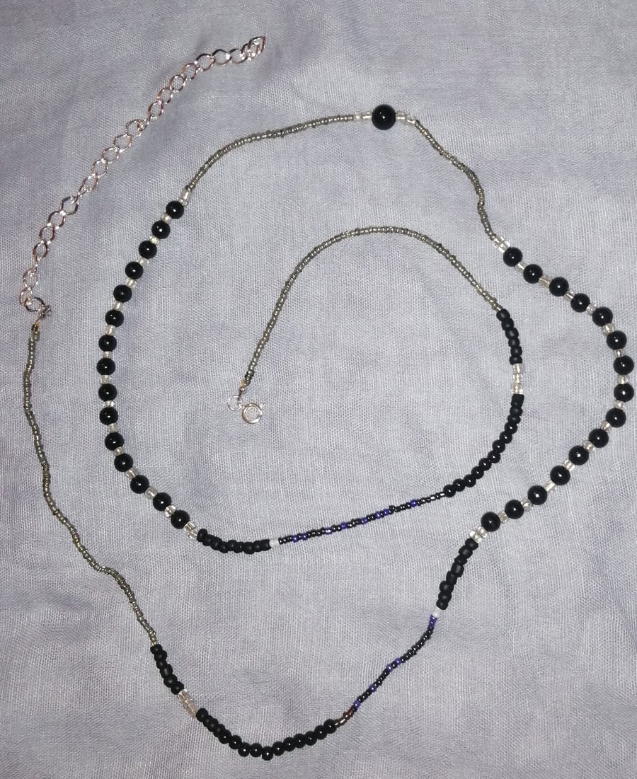 Seker Black Wood and Onyx Crystal African Waist or Belly Beads