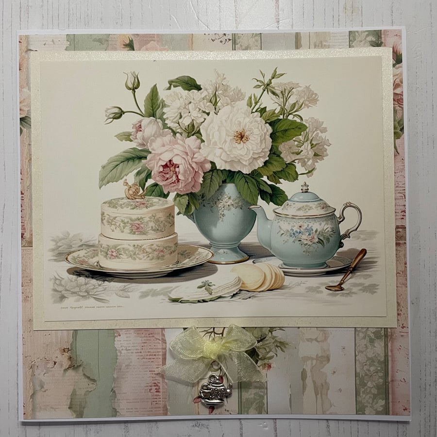 SOLD - Greeting card - Vintage, Afternoon Tea C 148