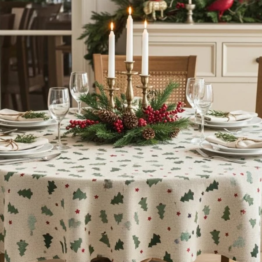 Christmas Tree Round Tablecloth 135cm 