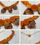 Button Necklace with Leaves in Orange PB5