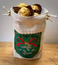 Double Sided Fabric Christmas Gift Bag – Star and Bow Bauble Motif  - Image 2