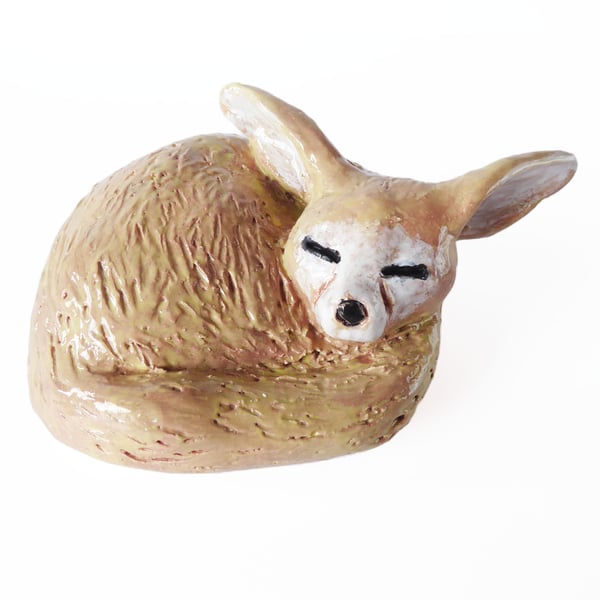 Fennec Fox Ceramic Ornament - Handmade