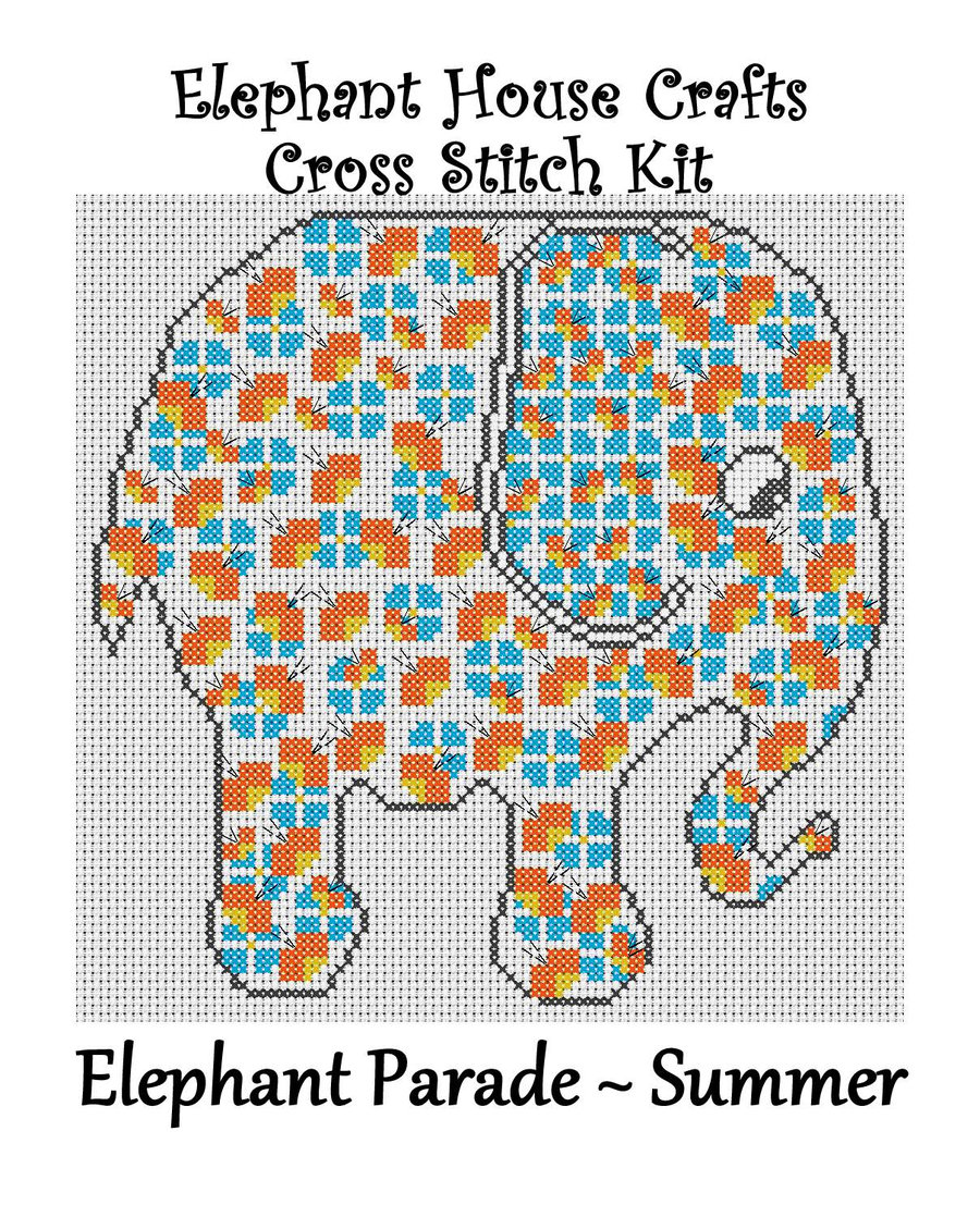 Elephant Parade Cross Stitch Kit Summer Size Approx 7" x 7"  14 Count Aida