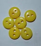 6 x  Small Yellow 2 Hole Plastic Buttons  - Image 1