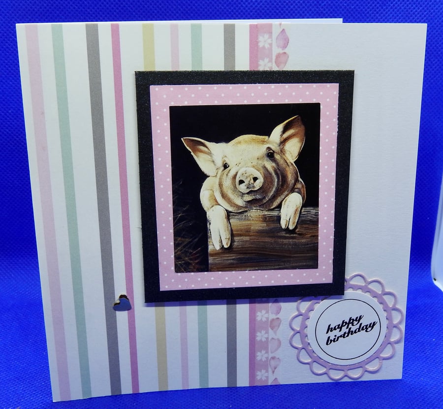 Pig birthday card 