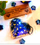 Handmade Blue Metal Heart Decoration with Moons and Stars pattern. - Image 3